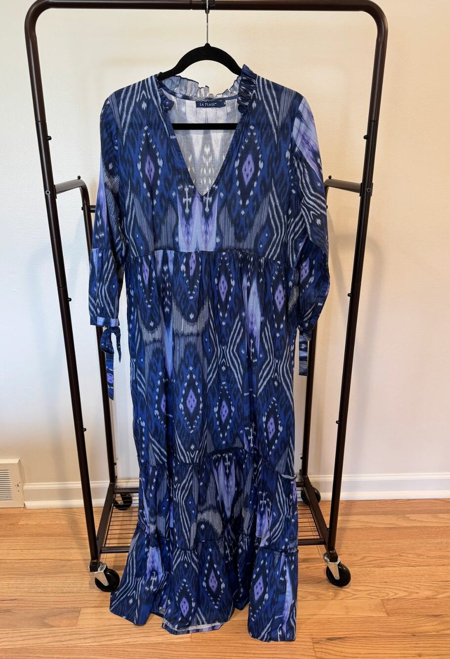 La Plage Claythorne Bue Ikat Maxi Dress size L large